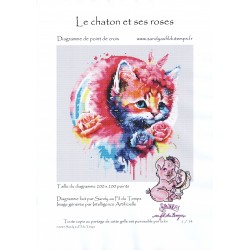 Le chaton et ses roses -...