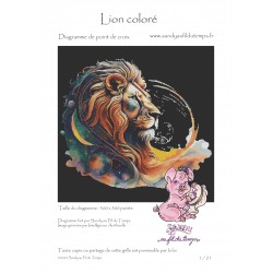 Lion coloré - Format PDF -...