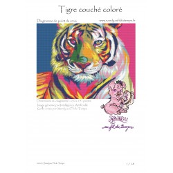 Tigre couché coloré -...